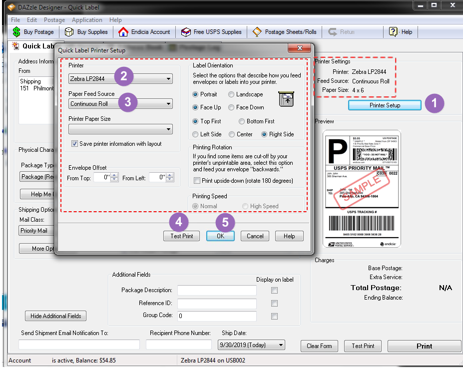 DAZzle Designer Label Printer Setting