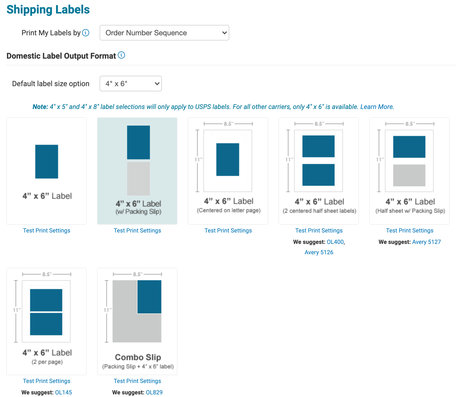 Shippingeasy 4x6 settings