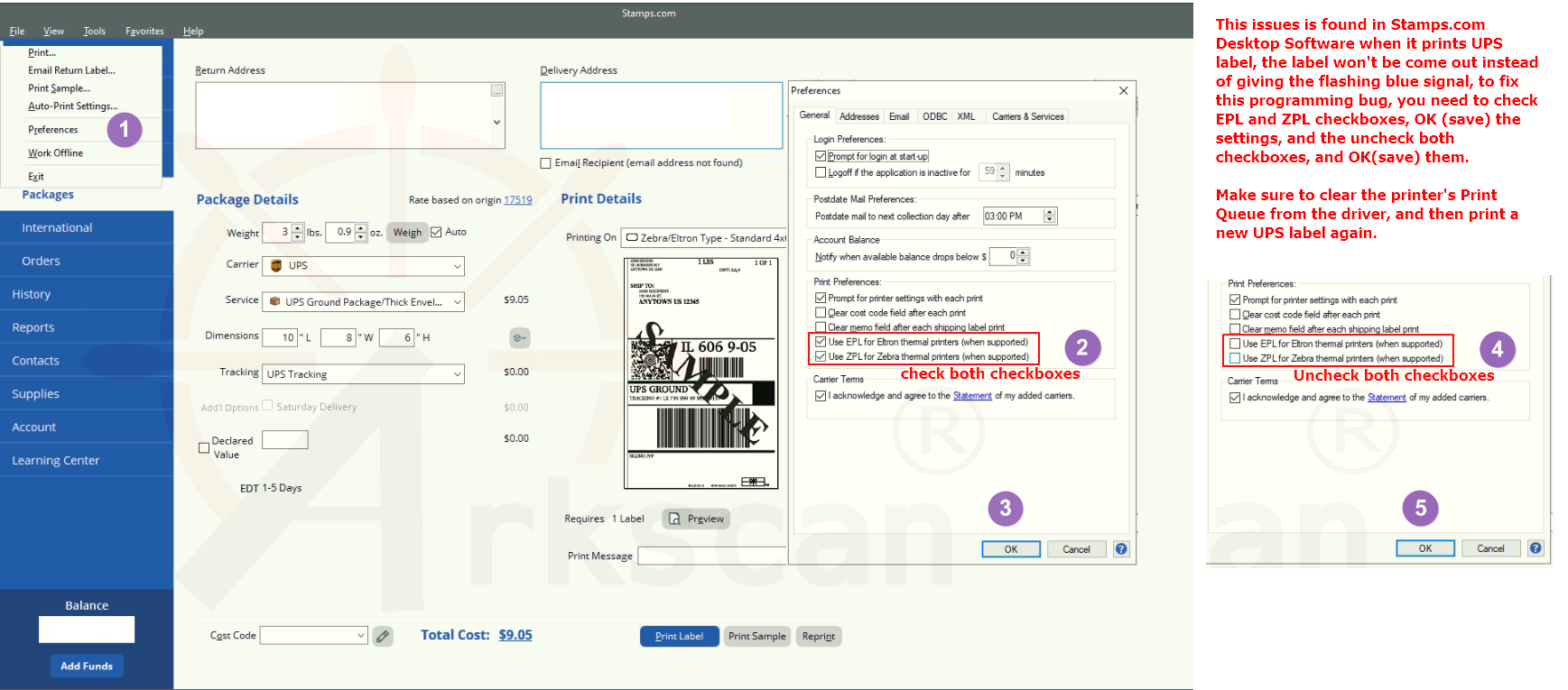 Stamps.com UPS printing issue from stamps.com desktop wm