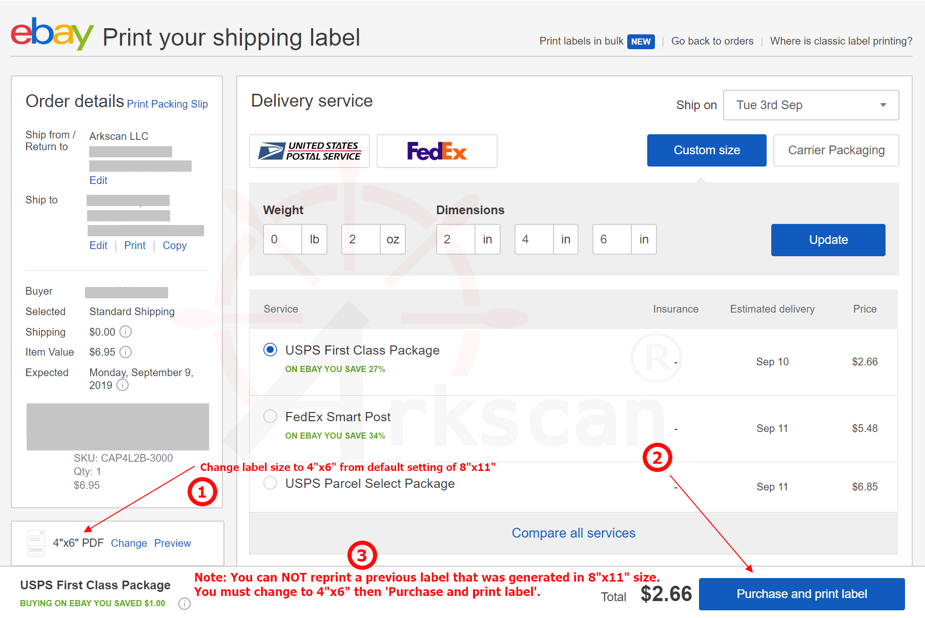 eBay setup for thermal label printer